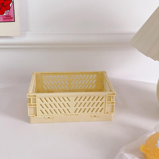 Your Warm Home Mini-Schreibtisch-Organizer aus Kunststoff, faltbare Aufbewahrungsbox für Büromaterial in Beige - Bild 1