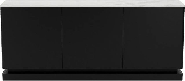 Sideboard Devika von Pascal MORABITO in Schwarz-Weiß mit Marmor-Optik und integrierter Beleuchtung, Breite: 189,6 cm - Bild 1