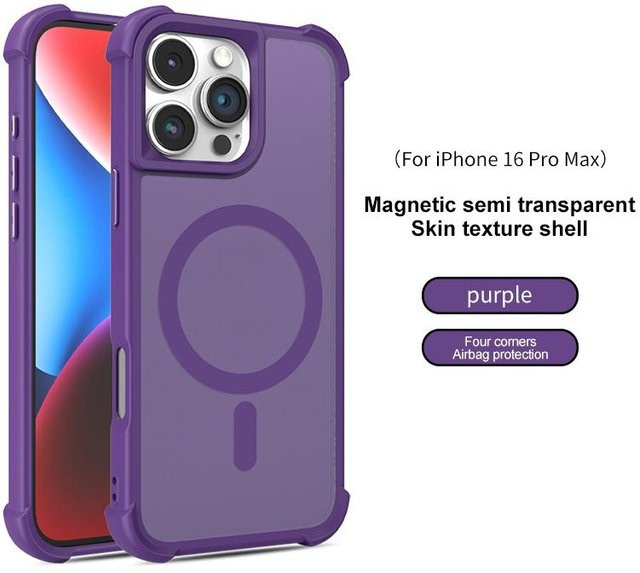 Yiran Bag Matte Armor Airbag Stoßfeste Handyhülle mit MagSafe Magnetisch für iPhone 16 15 14 13 12 Pro Max 11 in Blau - Bild 1