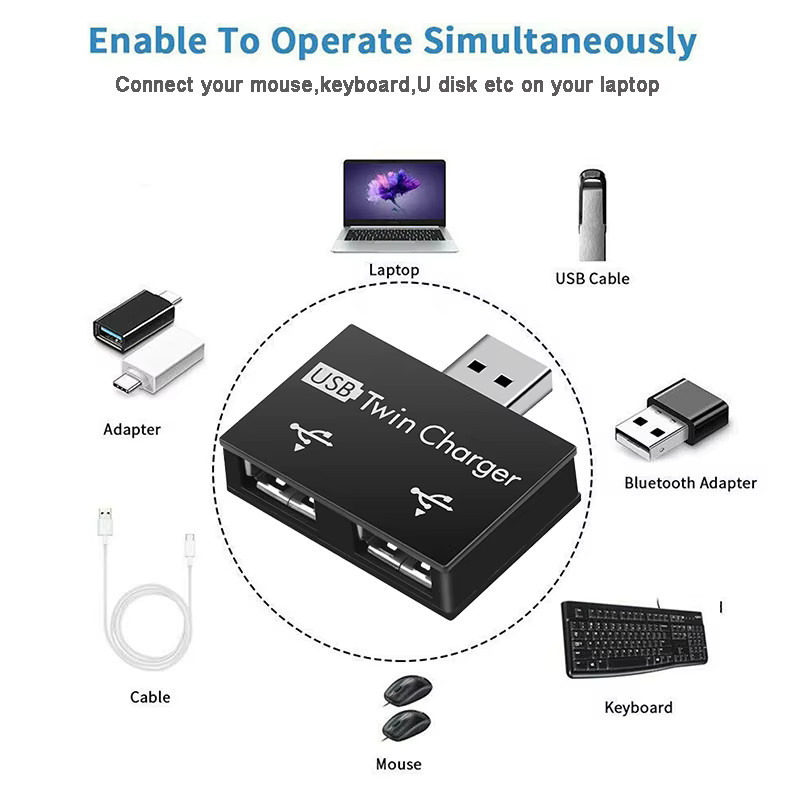 USB Hub Adapter kebidumei USB 2.0 Splitter Konverter in Schwarz für Huawei Xiaomi Macbook Pro - Bild 4