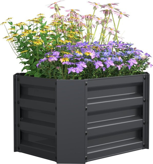 VCM Metall Hochbeet Galdo M aus Stahlblech in Anthrazit, rechteckiger Pflanzkasten für Balkon, Terrasse und Garten, B/T/H: 50 x 40 x 30 cm - Bild 1