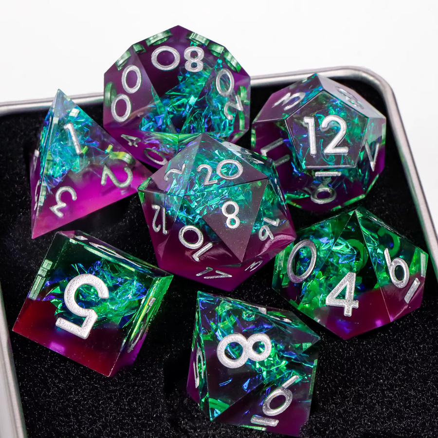 GSF Harzwürfel-Set, lila und blau, handgefertigtes D&D-Würfel-Set - Bild 2
