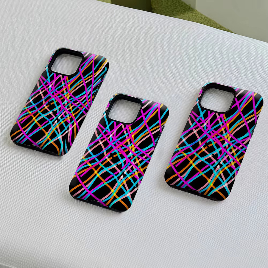 Potdemiel Neon Streak Magnetische Handyhülle für iPhone 17 16 15 14 13 Pro Max Plus, Robuste Doppel-Schicht-Hülle, Multicolour - Bild 5
