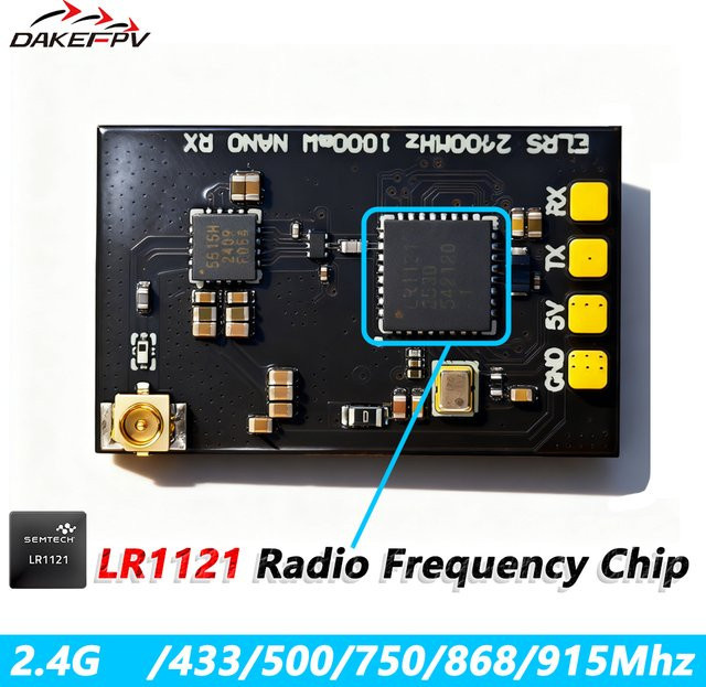 DAKEFPV ELRS Empfänger Dual-band 2,4G/915Mhz RX ExpressLRS Firmware für RC FPV Long Range Racing Drohnen in Schwarz - Bild 1