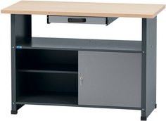 Küpper Werkbank mit 1 Tür und 1 Schublade, Hellgrau-Anthrazitgrau, B/T/H: 120 x 60 x 84 cm - Bild 1