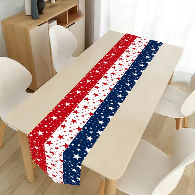AFYPRTY Tischläufer mit amerikanischer Flagge und Sternen aus Polyester, B/H: 180 x 35 cm - Bild 1