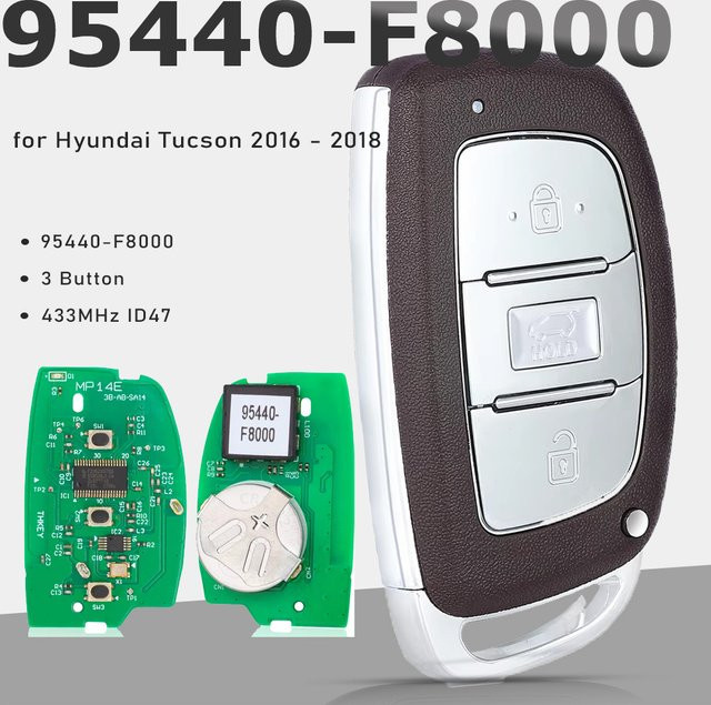 KEYECU Smart Remote Key 433 MHz ID47 Chip Fob mit 3 Tasten für Hyundai Tucson 2016 2017 2018 (95440-F8000) - Bild 1