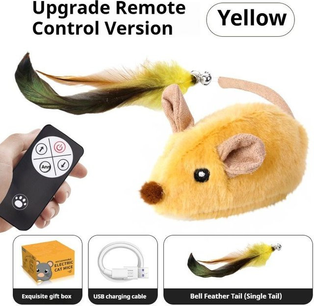 Yiran toy Automatisch Erkennende Bewegliche Maus, Interaktives Katzenspielzeug, Elektronisches Fernbedienungs Quietsch-Katzenspielzeug, USB Wiederaufladbares Plüschtier - Bild 1
