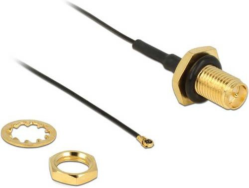 Delock WLAN-Antennen Anschlusskabel Schwarz mit 1x RPSMA-Buchse und 1x IPEX-Stecker Länge: 0,2 m - Bild 1