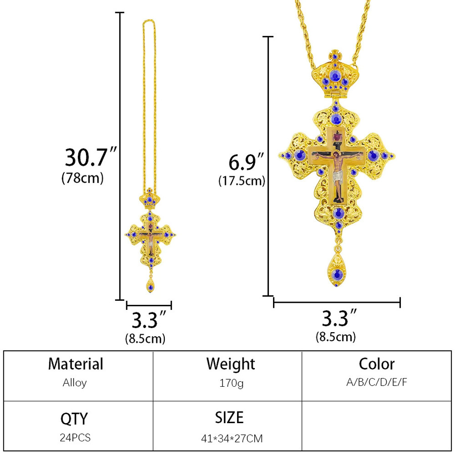 HTISOK Bischofs-Brustkreuz-Halskette, Gold, Kristall, Herren - Bild 2