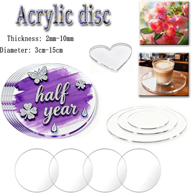 Runde Acrylplatten aus transparentem Kunststoff für DIY-Handwerk, Durchmesser: 30 mm bis 150 mm, Dicke: 2 mm bis 9,5 mm - Bild 1