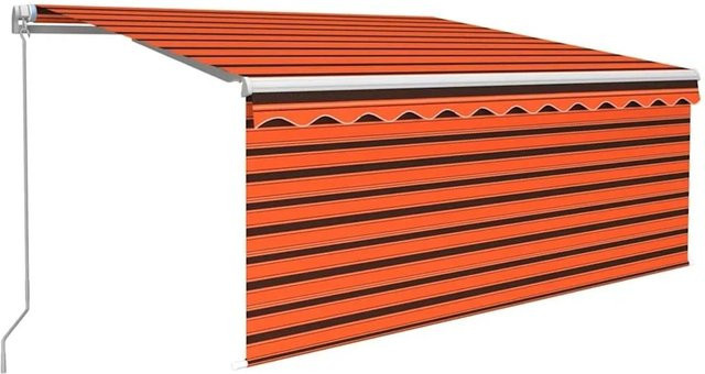 vidaXL Markise manuell einziehbar mit Rollo aus Aluminium und Polyester, B: 350 cm, H: 250 cm, Orange Braun - Bild 1