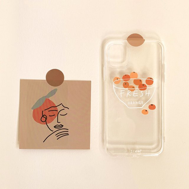 Stoßfeste transparente Handyhülle mit Orangen-Design für iPhone Modelle von 7 bis 16 Pro Max von MUQGEW - Bild 1