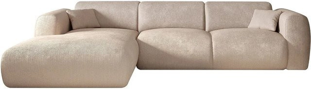 Maison Céphy Ecksofa Pogni in Beige aus Samt ohne Schlaffunktion - Bild 1