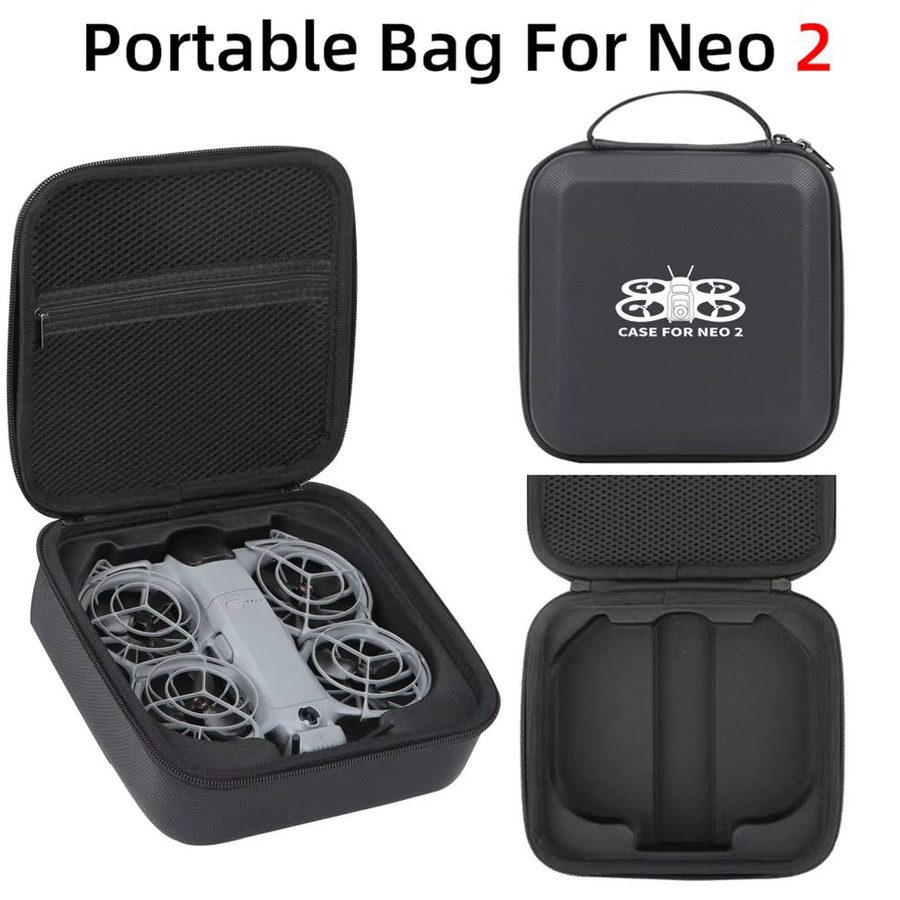 DJI NEO 2 Aufbewahrungstasche aus Nylon und PU-Leder in Schwarz, stoßfeste Tragetasche für deine Drohne und Zubehör - Bild 2
