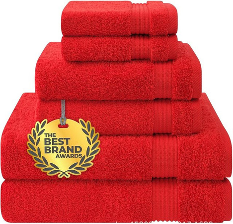 Chose One Badetuch-Set aus Baumwolle in Rot, B/H: 70 x 140 cm