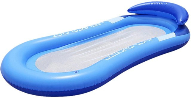 Super Six Aufblasbare Schwimmbadmatratze als faltbare Außen-Wasserhängematte in Blau - Bild 1