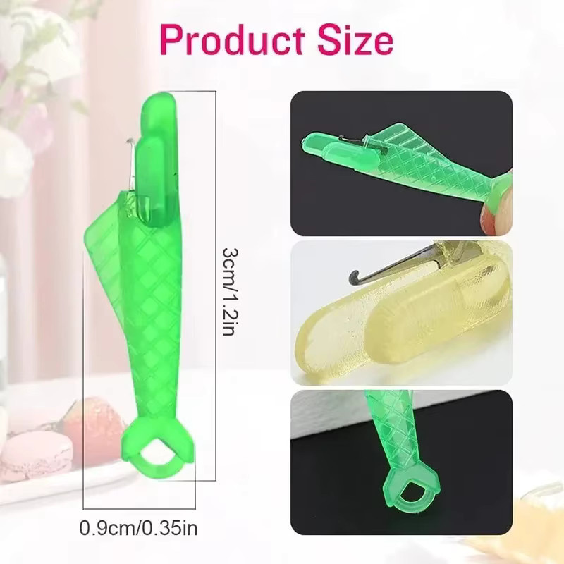 Automatischer Nadel-Einfädler in Fischform für Heim- und Maschinennähen, DIY-Nähwerkzeug aus Kunststoff, Grün und Pink - Bild 5