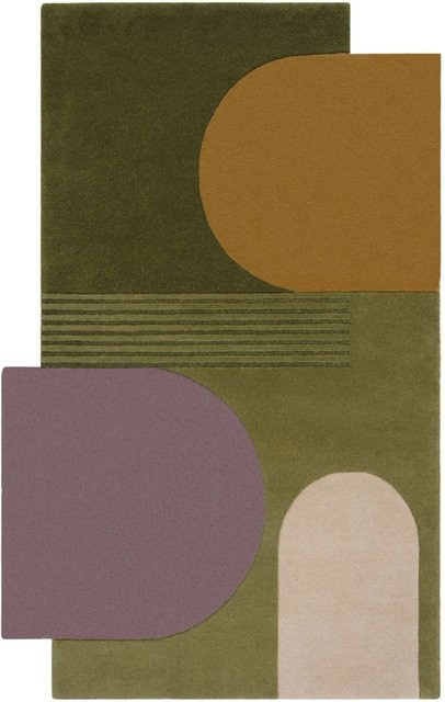 Flair Rugs Wollteppich Lozenge in Grün und Multicolour, modern und abstrakt, B/T: 150 x 240 cm - Bild 1