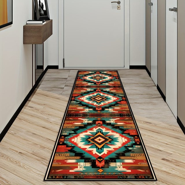 VIKAMA Bohemian Runner Teppich im Retro-Design, rutschfeste Bodenmatte für Flur, Küche oder Balkon, Multicolour, B/T: 120 x 50 cm - Bild 1