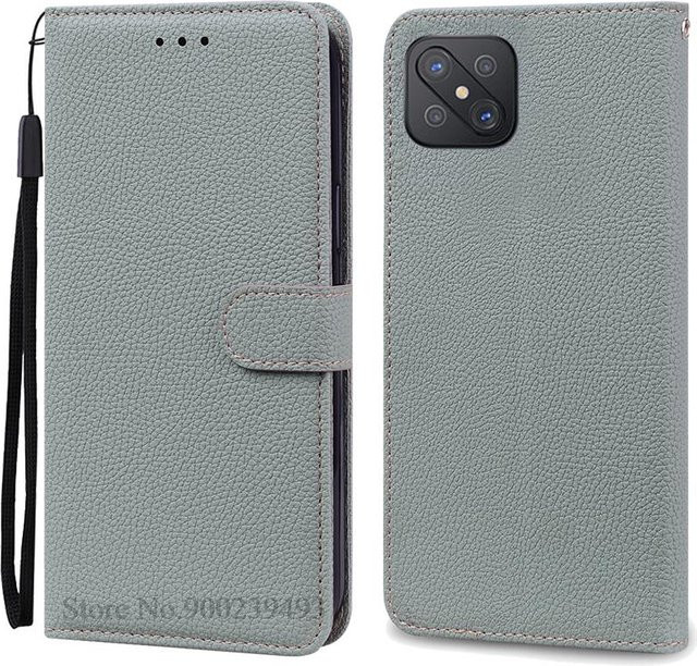Leder-Klapphülle für OPPO Reno4 Z 5G in Grau - Bild 1