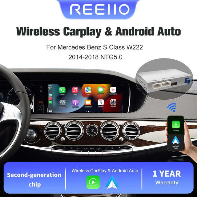 REEIIO Kabelloses CarPlay und Android Auto Interface für Mercedes Benz S-Klasse W222 NTG5.0 (2014-2018) mit Mirror Link und AirPlay - Bild 1