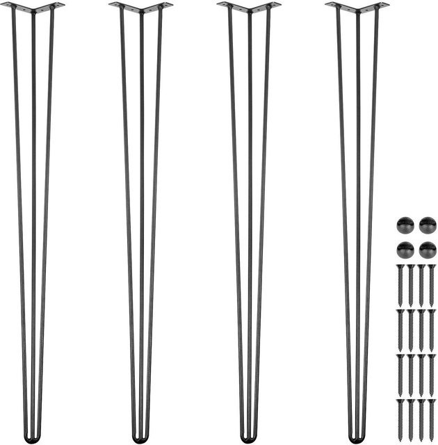 Set aus 4 Haarnadel-Tischbeinen von Buying Solutions aus Kohlenstoffstahl, Farbe Schwarz, Höhe: 101,6 cm - Bild 1