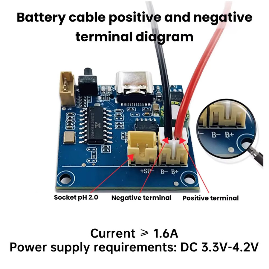 diymore Bluetooth-Leistungsverstärker-Modul mit TF-Karten-Unterstützung und TWS-Pairing, 5W, DC 3,3V-4,2V, Typ C, Blau - Bild 2