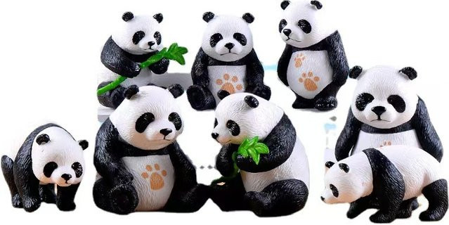 4er-Set Otmagelu Riesenpanda-Figuren aus Harz in Weiß als dekorative Tierornamente für Heimdekoration und Feengarten - Bild 1
