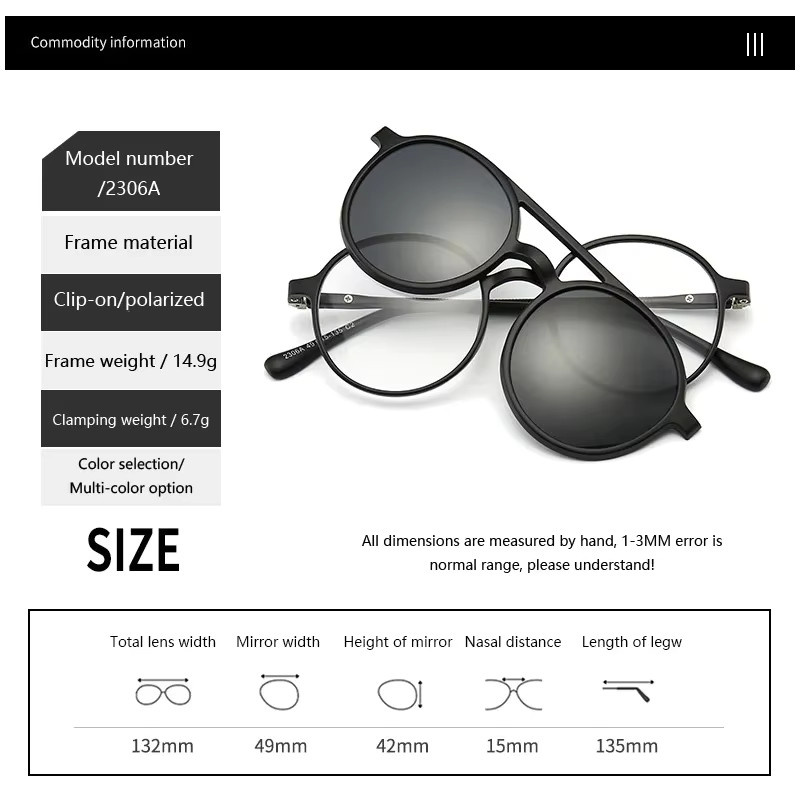 NINJONA Sonnenbrille, rund, Vollrand, schwarz, polarisiert - Bild 2