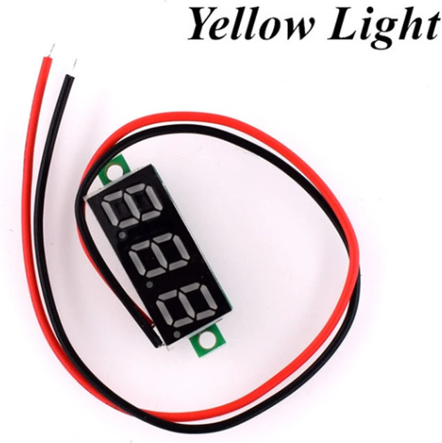 Digitales DC LCD LED Voltmeter mit 0,28 Zoll Anzeige, einstellbare Zweileiter-Anzeige für 2,5-30V in Gelb und Schwarz - Bild 1