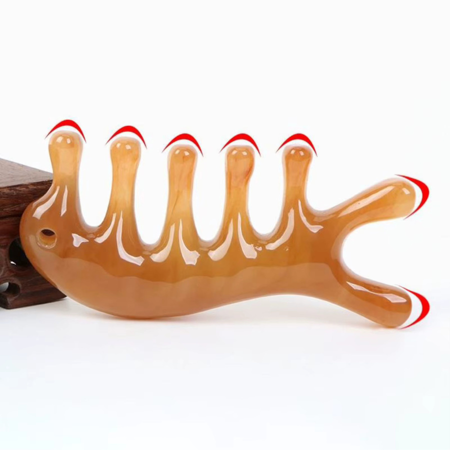 Meridiane Kopfkamm, Massagekamm für Kopfhaut, Gesicht und Körper, Unisex, braun - Bild 3