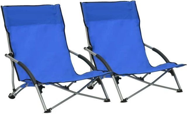 Set aus 2 klappbaren Strandstühlen von vidaXL in Blau aus Stoff und Metall - Bild 1