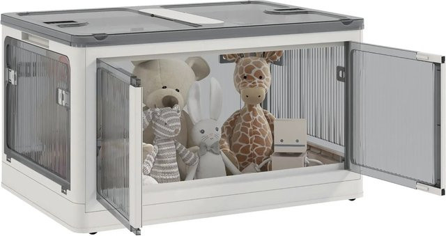 HOMCOM Aufbewahrungsbox Weiß mit Rollen, Volumen: 69L, B/H/L: 42 x 60 x 34 cm - Bild 1