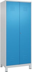 C+P Putzmittel-Spind Classic PLUS mit 2 Abteilen, Zylinderschloss und Füßen, Grau/Blau, B/T/H: 80 x 50 x 195 cm - Bild 1