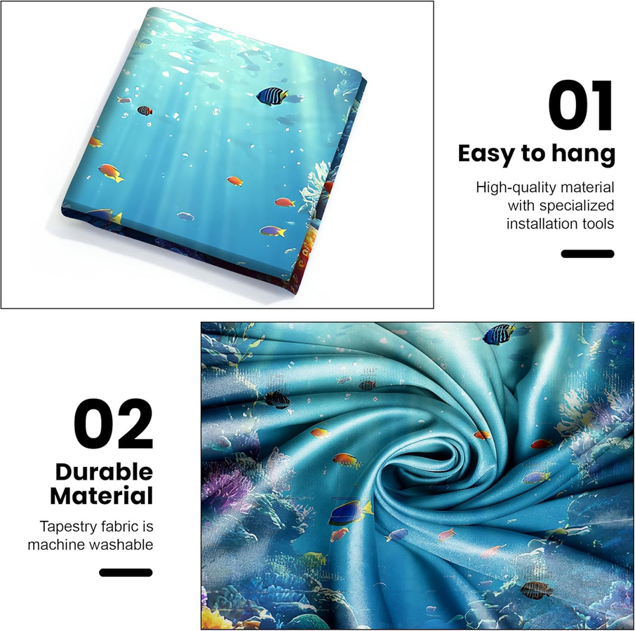 Unterwasserwelt Wandteppich von JMG Household Supplies mit tropischen Fischen und blauem Ozean, B/H: 70 x 100 cm - Bild 2