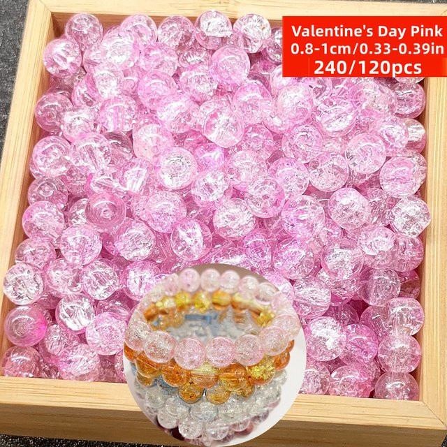 QYWCTZ Acrylperlen, rosa Dual-Farbverlauf, Crackle, 8/10 mm - Bild 1