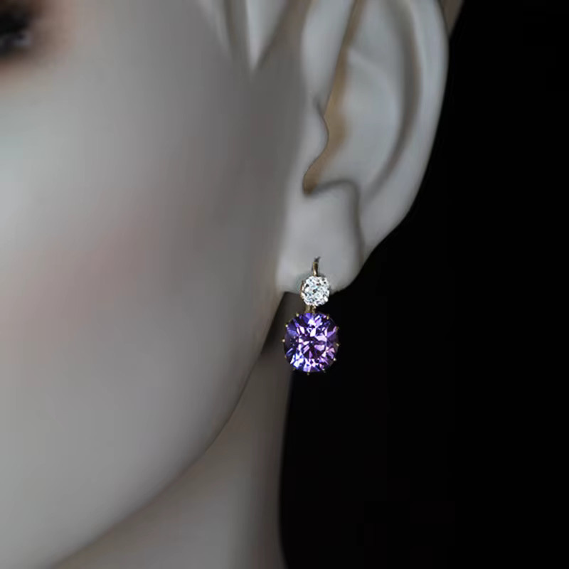 Huitan Charming Ohrringe, Lila Tropfen, Zirkonia, Damen - Bild 2