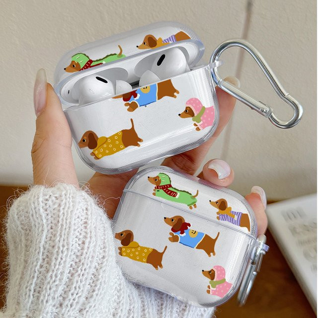 Stoßfeste Schutzhülle mit Cartoon-Dackel-Design für Apple AirPods Pro 3/2/1 und AirPods 4/3/2/1 - Bild 1
