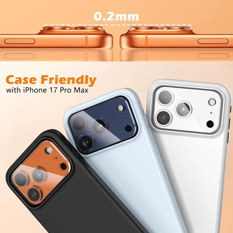3er-Set Kameraobjektivschutz aus 9H HD Panzerglas in Transparent für iPhone 17 16 15 14 13 12 11 Pro Max - Bild 4