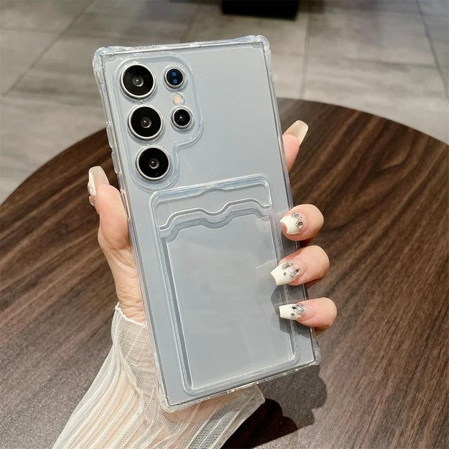 Transparente Kartenhalter-Schutzhülle für Samsung Galaxy S26 S25 S24 S23 S22 Ultra Plus FE A56 A55 A17 A16 A36 A26 in Weiß - Bild 1