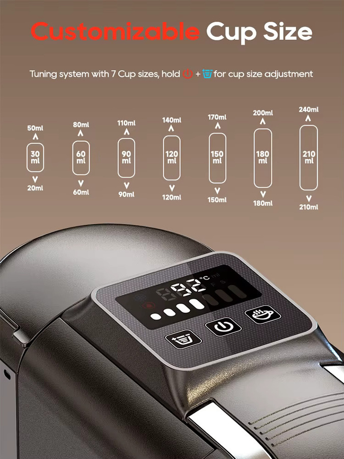 HiBREW 5-in-1 Kapsel-Kaffeemaschine für Espresso, Cappuccino und Kaffee, kompatibel mit Nespresso, Lavazza und Dolce Gusto, Schwarz - Bild 3