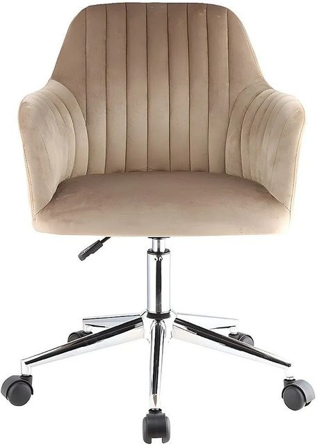 Vente-unique Bürostuhl Eleana in Beige mit Samtbezug und Rollen für Home-Office und Erwachsene - Bild 1