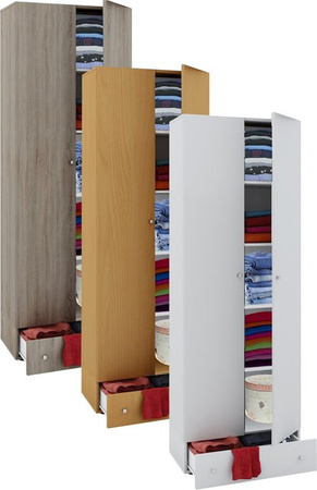 VCM Kleiderschrank Vandol S aus Holz in Braun mit 2 Drehtüren und integrierten Schubladen, B/T/H: 70 x 40 x 196 cm