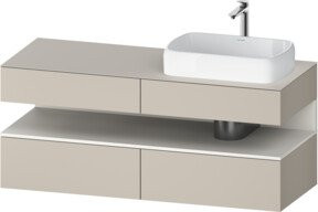 Duravit Waschtischunterschrank Qatego in Weiß und Beige, Wandmontage, mit Türen und internen Schubladen, Matt, B/T/H: 140 x 55 x 60 cm - Bild 1