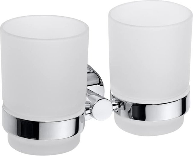 Brillantbad BOMEGA Doppelglashalter aus Messing in Chrom poliert, B/T/H: 16,0 x 9,5 x 9,0 cm - Bild 1