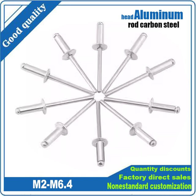 TINGGOO Aluminiumkuppel Blindnieten Set, runder Pop-Open Hohlkern Niet, Farbe Silber, M2 bis M6.4 - Bild 1