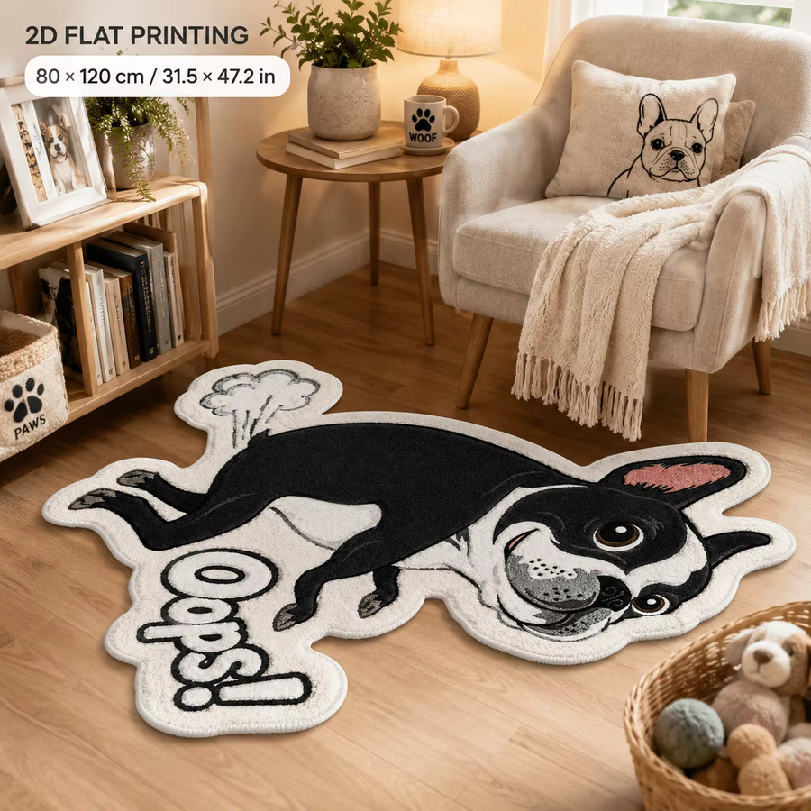 Rutschfeste Badematte mit Französische Bulldogge Motiv von VIKAMA in Schwarz, weich und waschbar, B/T: 90 x 60 cm - Bild 2