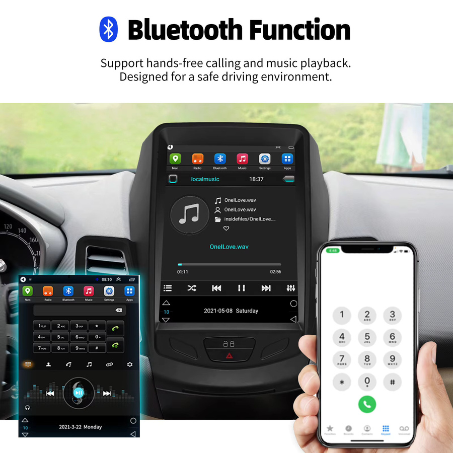 ESSGOO Android Autoradio mit 9,7 Zoll Portrait-Bildschirm für Ford Fiesta 2009-2014, 2Din Multimedia-Player mit Carplay, GPS, 4GB RAM und 64GB Speicher, Schwarz - Bild 5