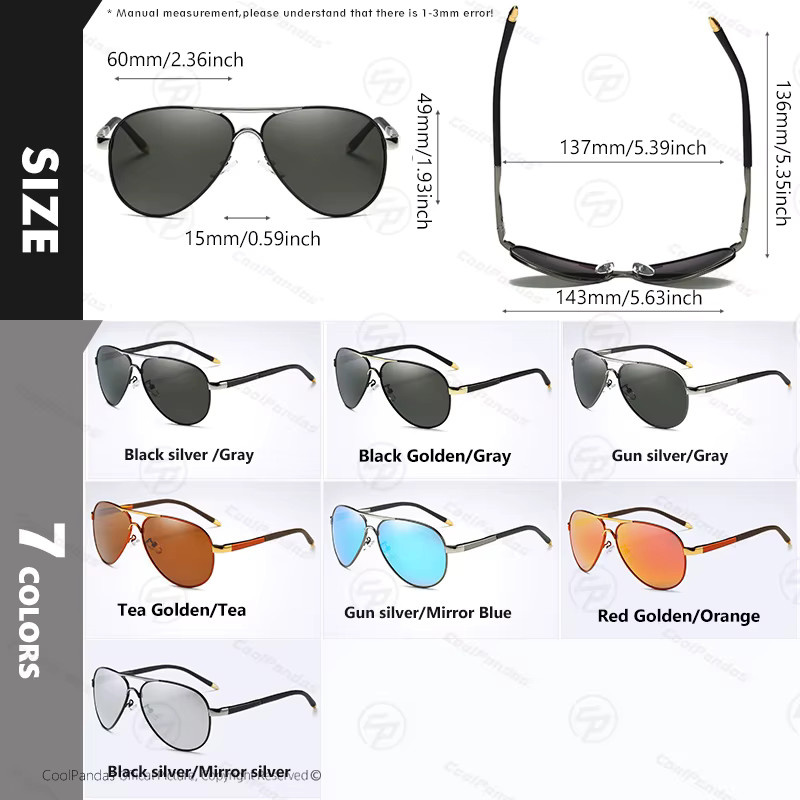COOLPANDAS Aviator Sonnenbrille, Vollrand, Schwarz, Unisex, polarisiert - Bild 4